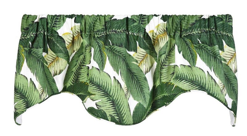 Decorative Things Window Treatments Valances Kitchen Living Room Swag Valence Short Curtains Tommy Bahama Fabric Rod Pocket Lined 53 Inches x 16 Inches - Image 1